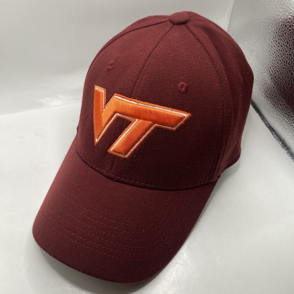 Virginia Tech Hokies Hat Maroon Stretch Fit OSFA Top Of World CLEANED VGC